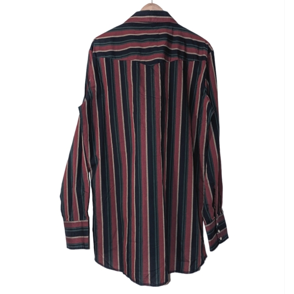 NWT Mens Wrangler Striped Western Pearl Snap Button Down Long Sleeve Shirt Tall - Picture 4 of 8